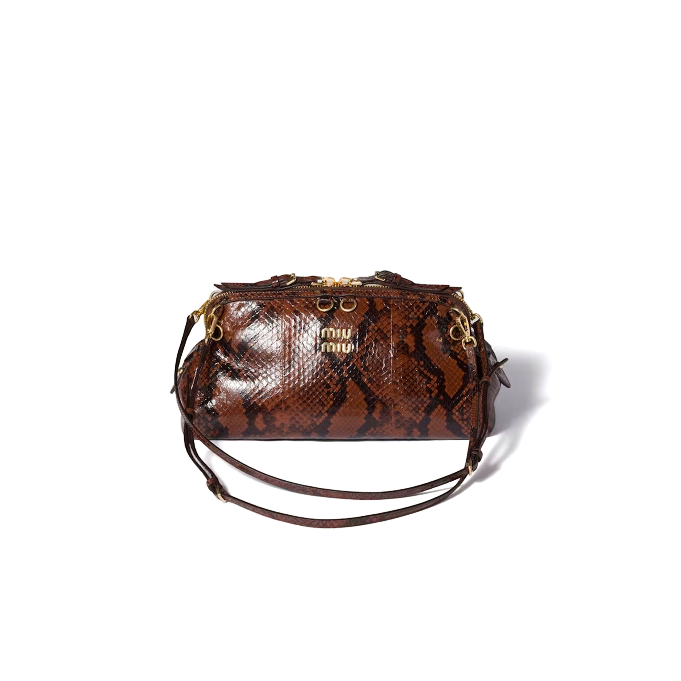 MIU MIU CAPRICE PYTHON-PRINT AYERS LEATHER CLUTCH 5BF130 (28*14.5*10cm)